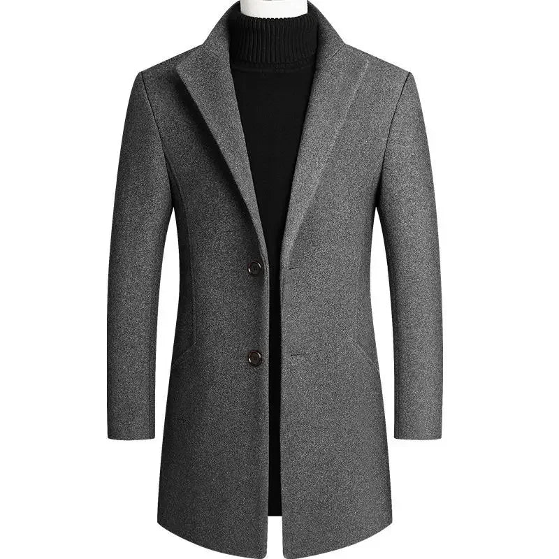 Płaszcz Męski Elegancki Jednorzędowy Czarny | Styl Codzienny