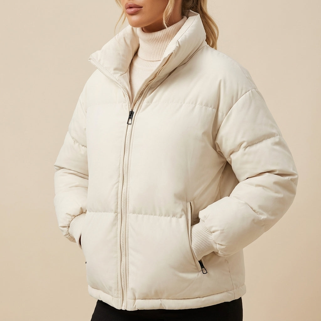 Kurtka Zimowa Damska Oversize ze Stójką | Styl Miejski