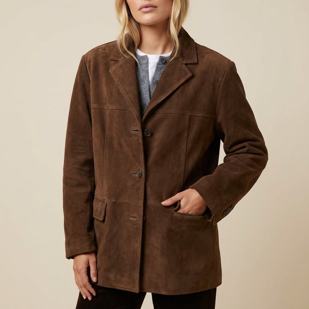 Kurtka damska o luźnym kroju z guzikami | Styl codzienny