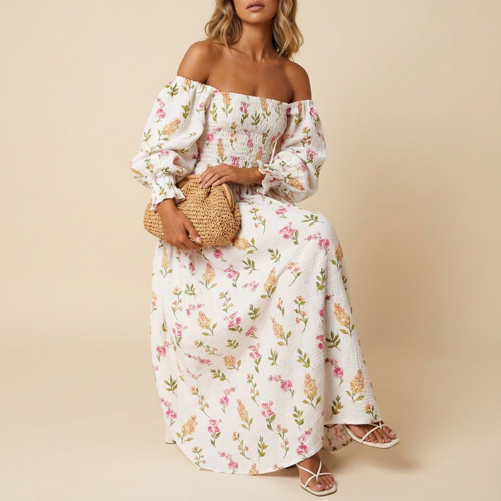 Sukienka damska midi hiszpanka w kwiaty | Na lato