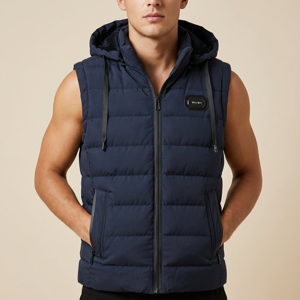 Bezrękawnik męski pikowany z kapturem | Na co dzień