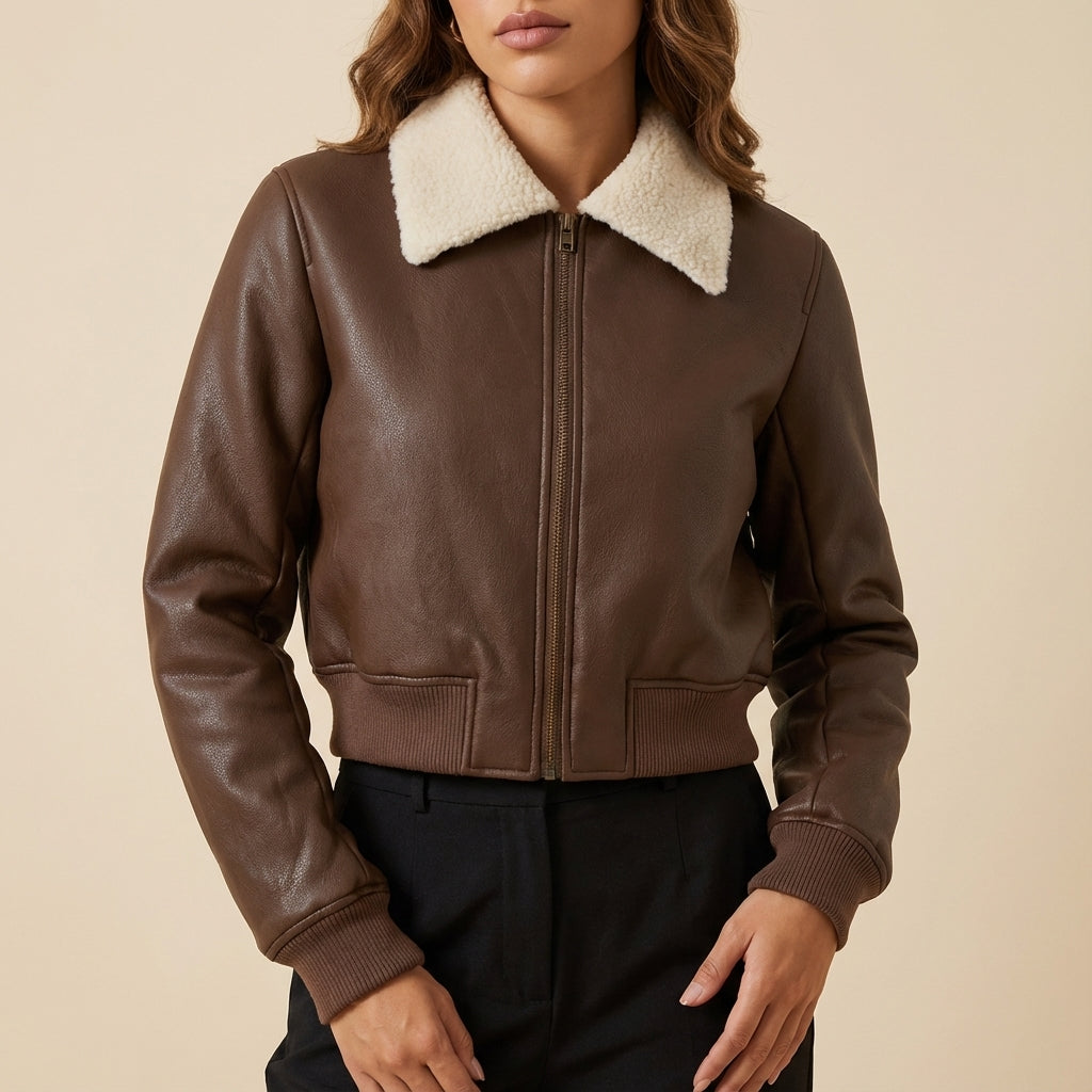 Kurtka Damska Biker z Gładką Powierzchnią | Styl Miejski