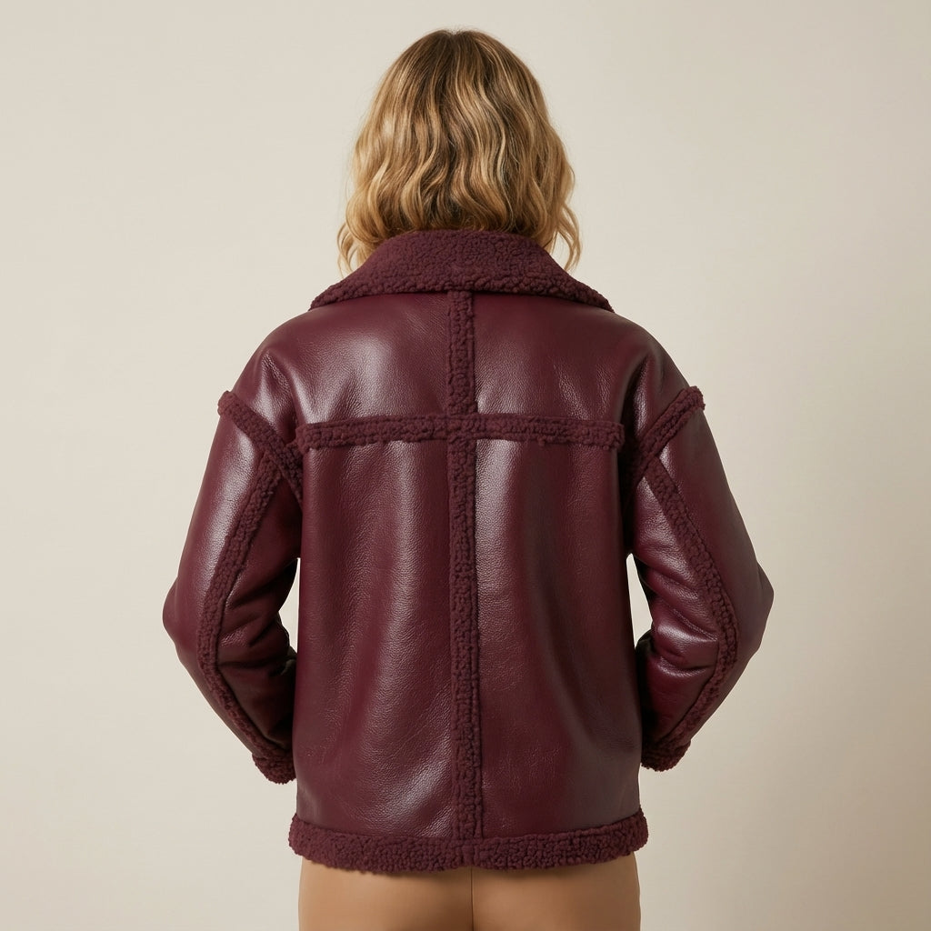 Kurtka Damska Biker z Gładką Powierzchnią | Styl Miejski