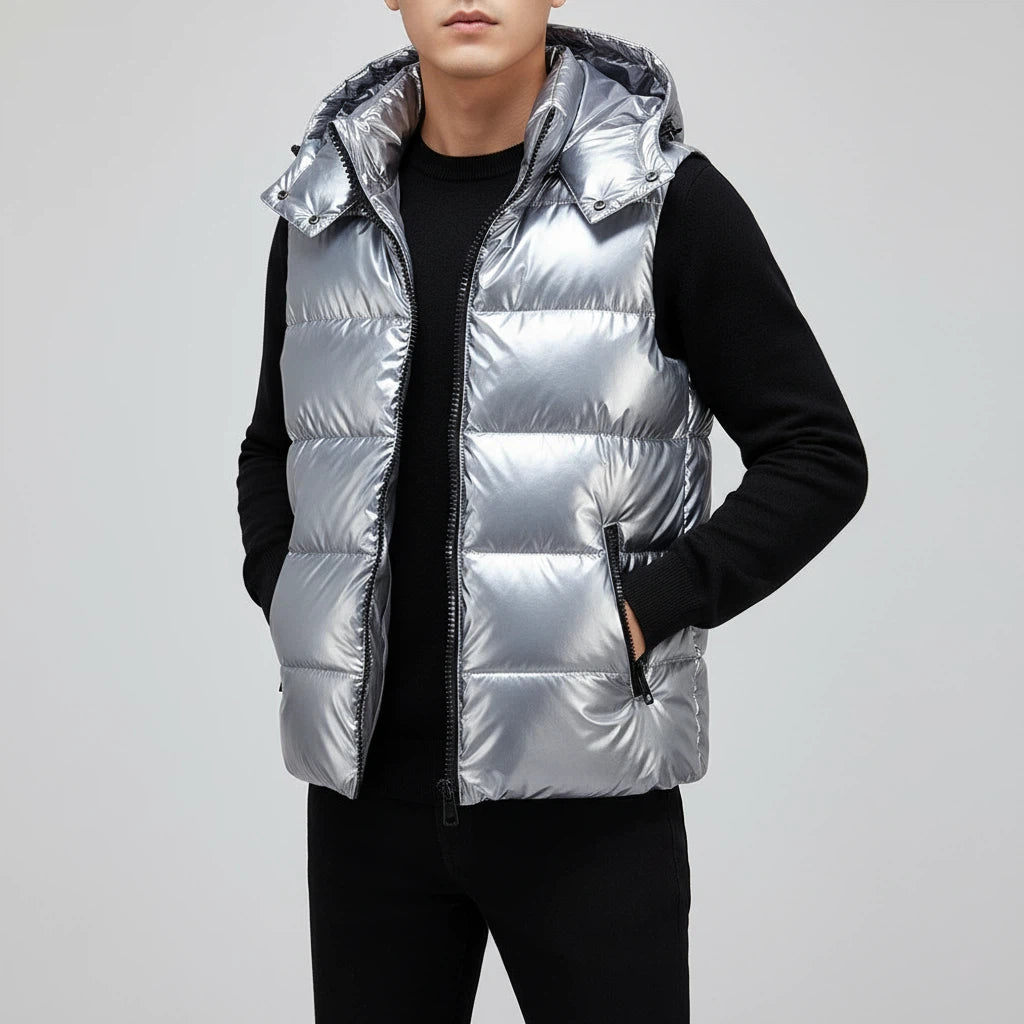 Bezrękawnik Puchowy Męski z Kapturem | Na Zimę