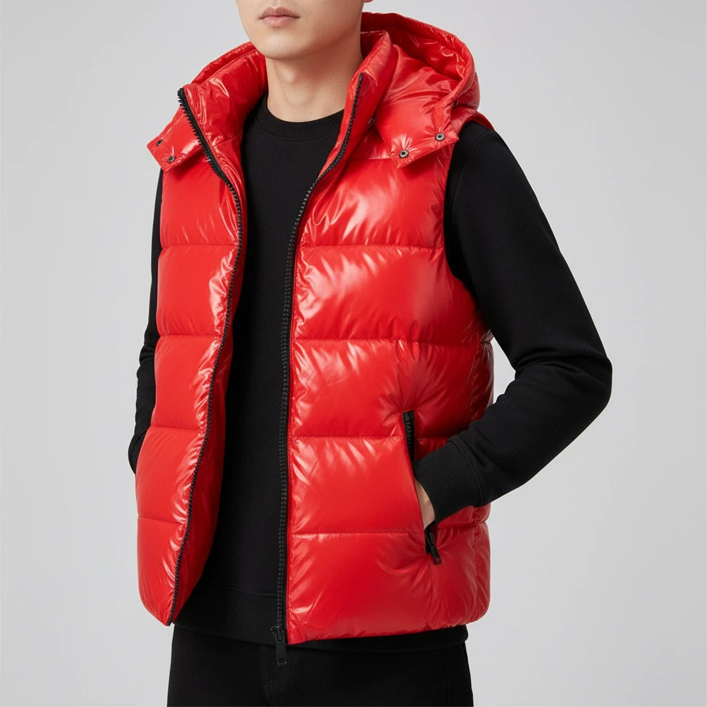 Bezrękawnik Puchowy Męski z Kapturem | Na Zimę