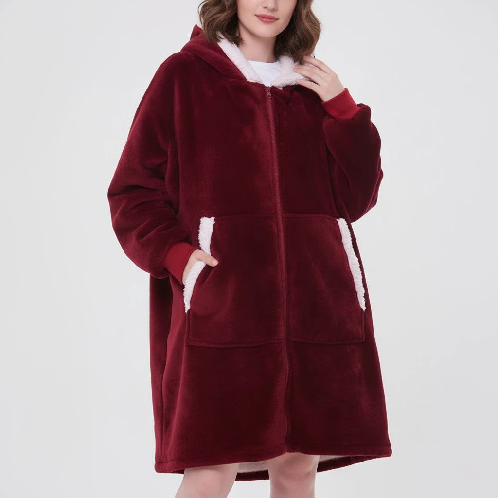 Bluza Koc Oversize z Kapturem Polarowa | Do Domu i Na Co Dzień