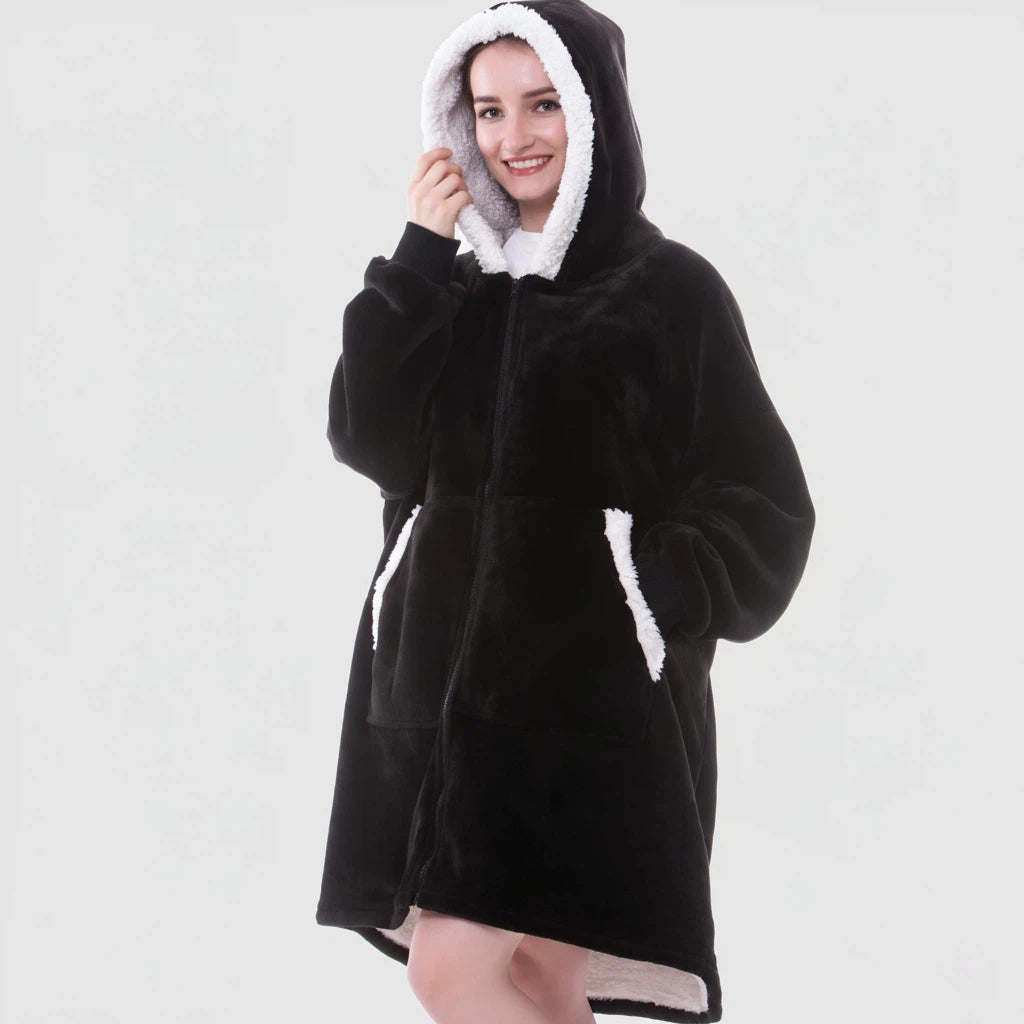 Bluza Koc Oversize z Kapturem Polarowa | Do Domu i Na Co Dzień