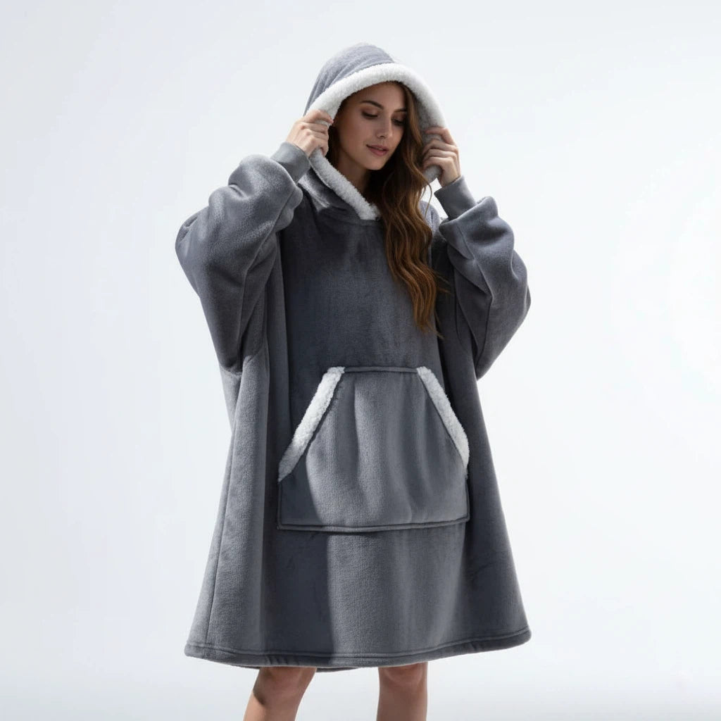 Bluza Koc Oversize z Kapturem Polarowa | Do Domu i Na Co Dzień
