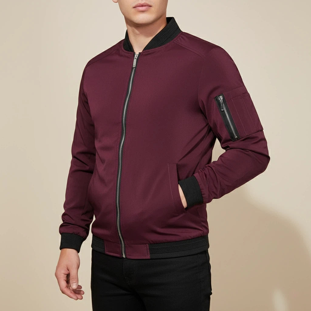 Kurtka Bomberka Męska Czarna Zasuwana na Zamek | Styl Codzienny