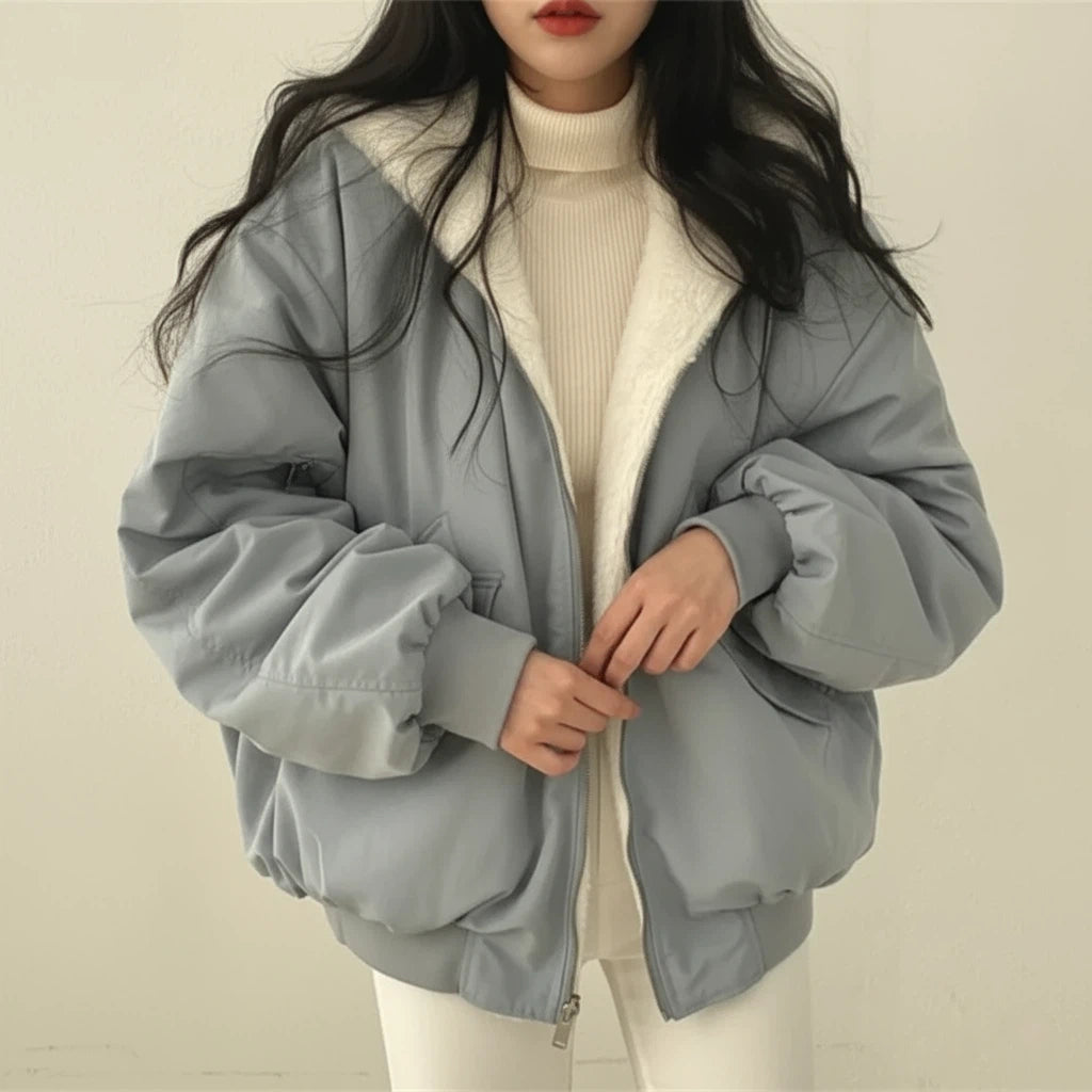 Kurtka Zimowa Damska Dwustronna z Miękkim Ociepleniem | Codzienny Styl