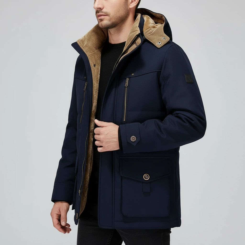 Kurtka Zimowa Męska Ocieplana z Odpinanym Kapturem | Styl Codzienny