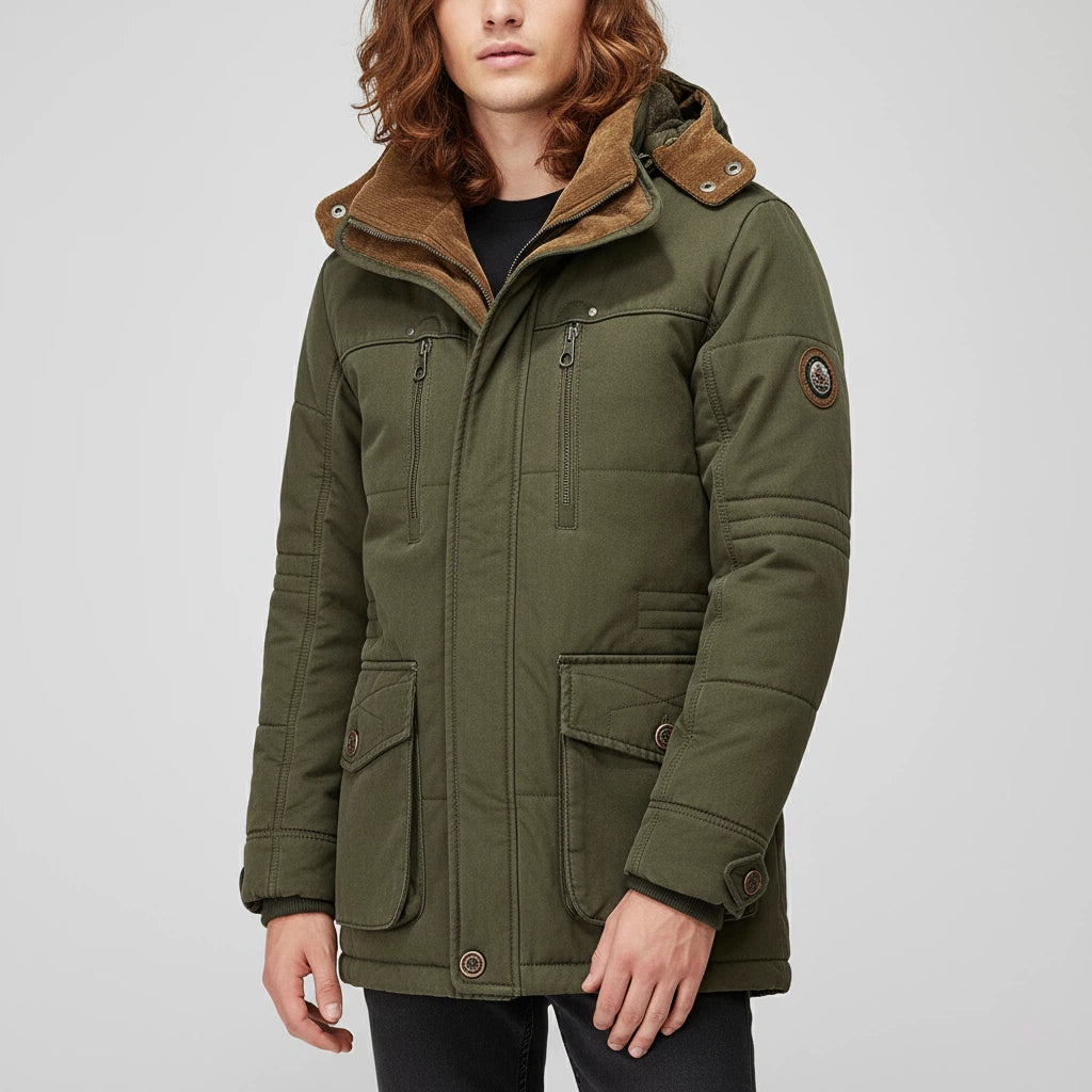 Kurtka Zimowa Męska Ocieplana z Odpinanym Kapturem | Styl Codzienny