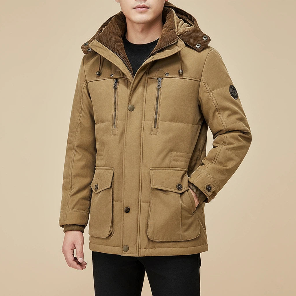 Kurtka Zimowa Męska Ocieplana z Odpinanym Kapturem | Styl Codzienny