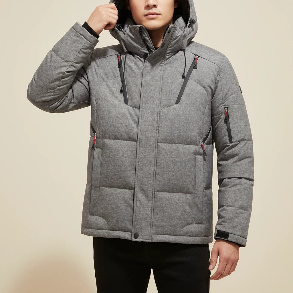 Kurtka Zimowa Męska Pikowana z Kapturem i Kieszeniami | Na Zimę