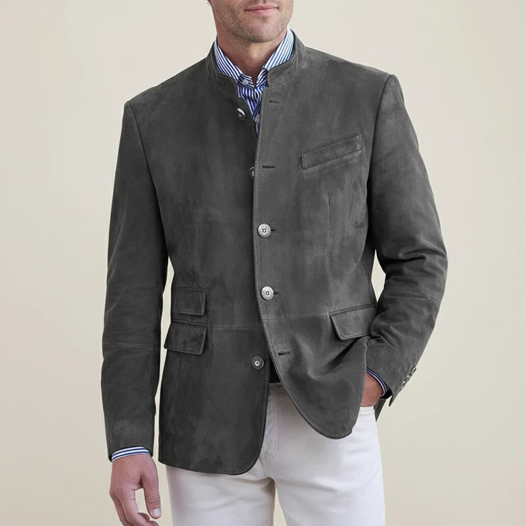 Marynarka Męska Smart Casual z Kołnierzem Stojącym | Styl Codzienny