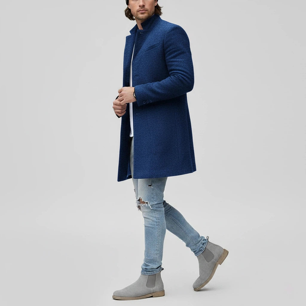 Marynarka Męska ze Stojącym Kołnierzem | Styl Codzienny