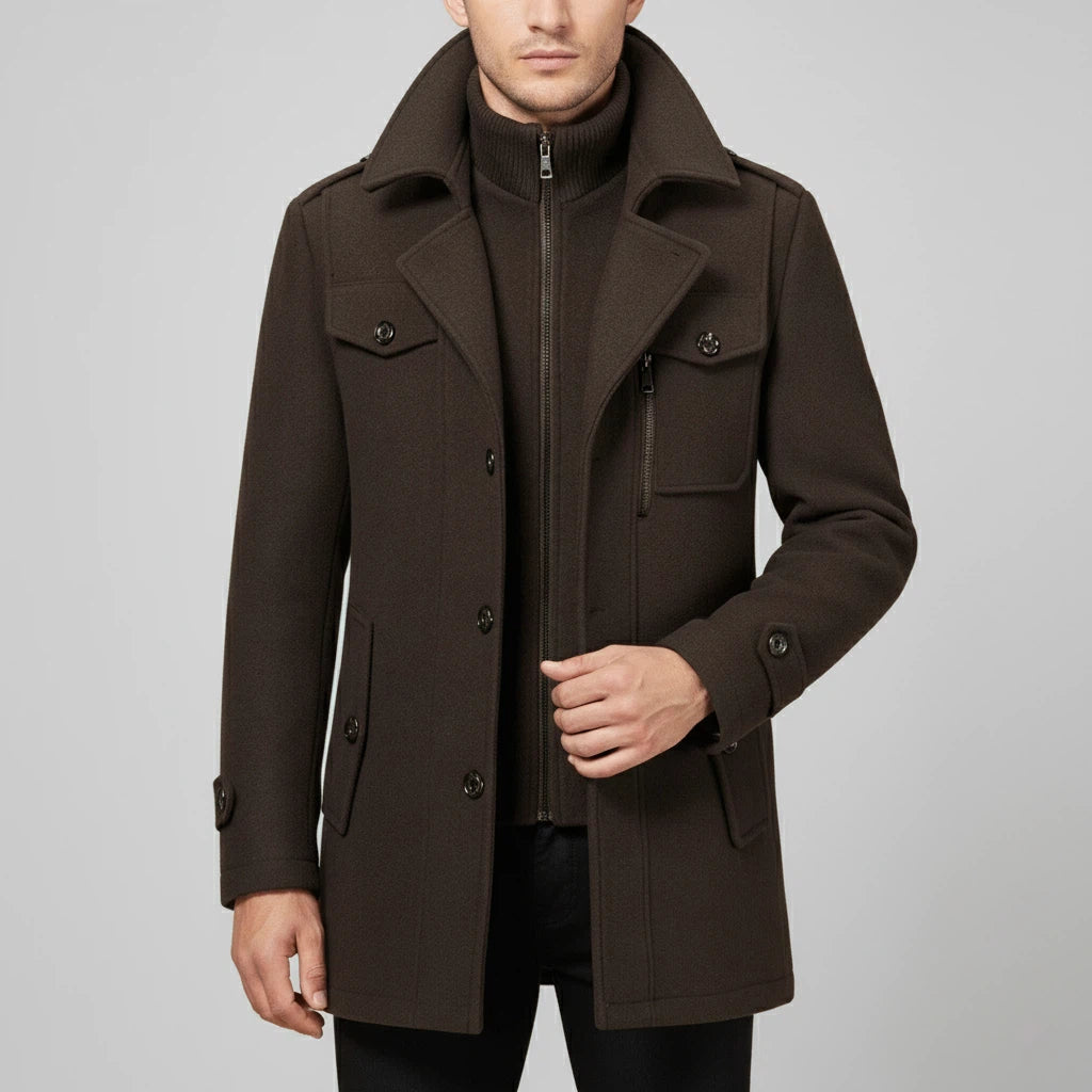 Płaszcz Zimowy Męski z Wysokim Kołnierzem | Na Co Dzień