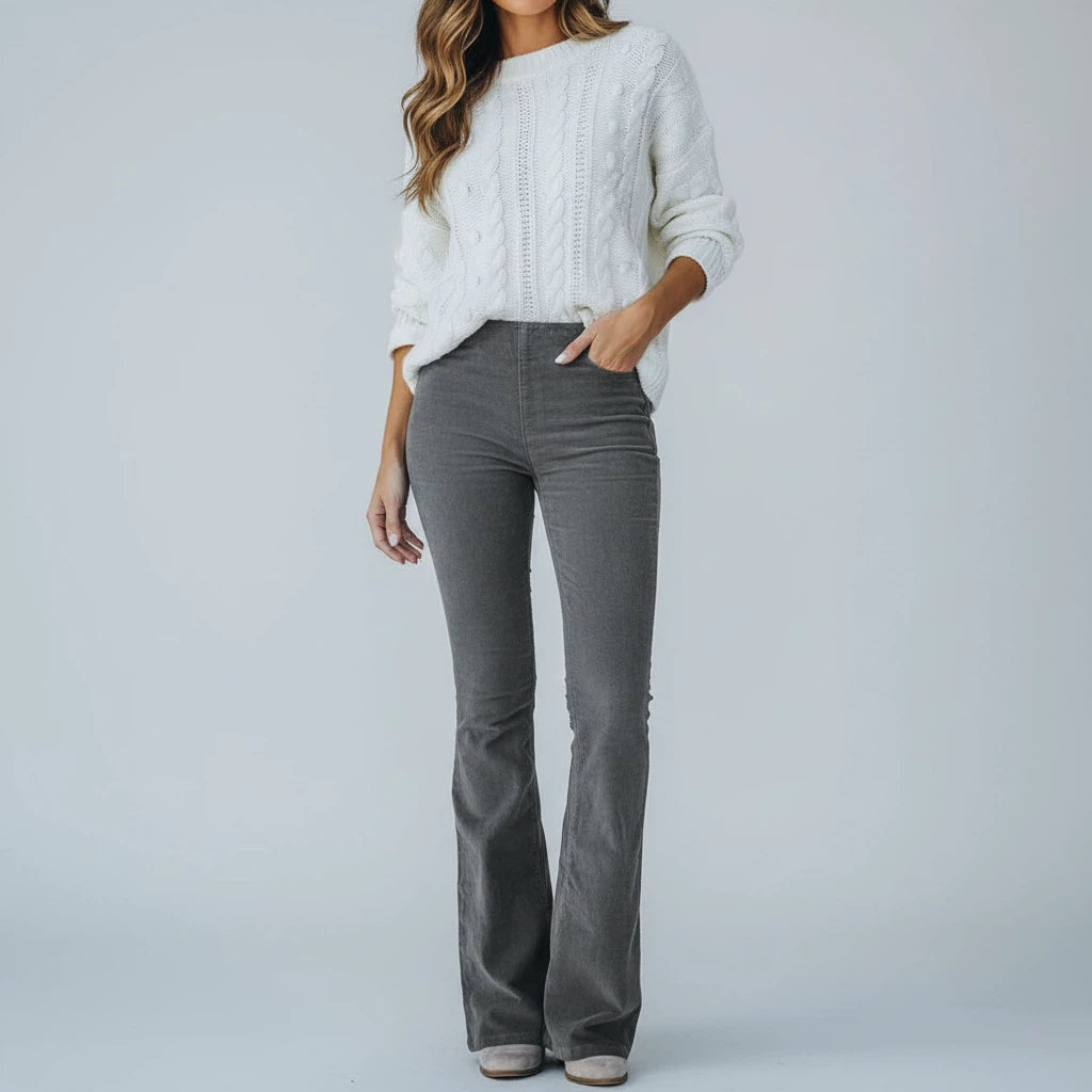 Spodnie Damskie Sztruksowe z Elastycznego Materiału | Styl Codzienny