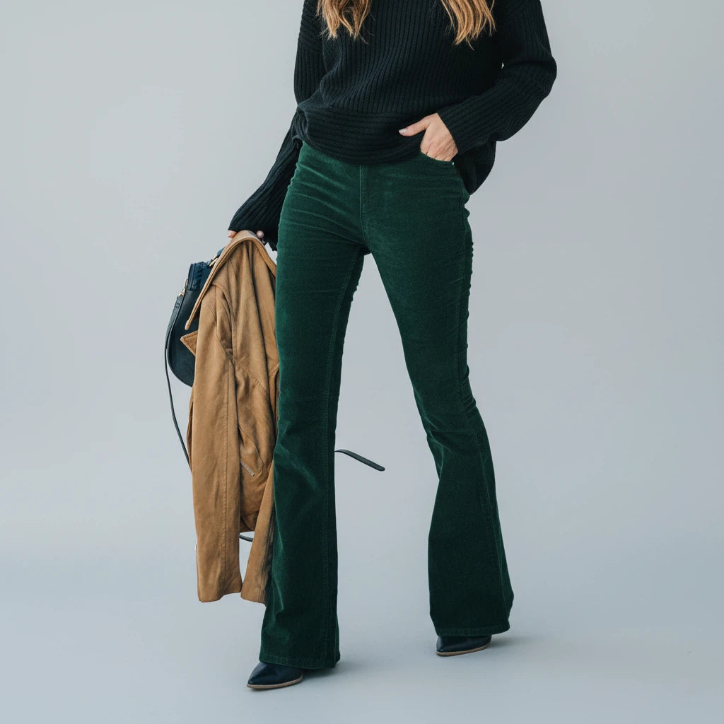 Spodnie Damskie Sztruksowe z Elastycznego Materiału | Styl Codzienny