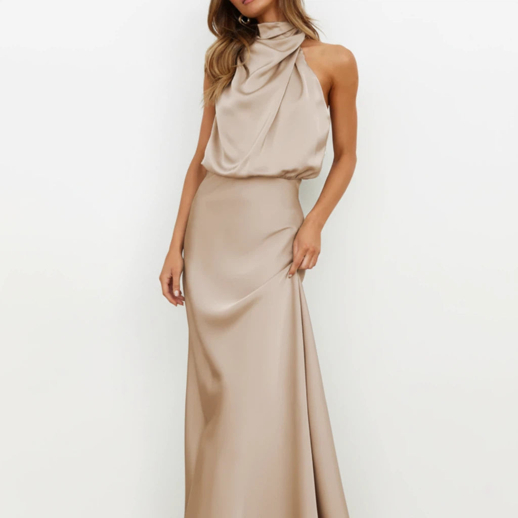 Sukienka Midi Satynowa Damska Asymetryczna | Na Wieczór