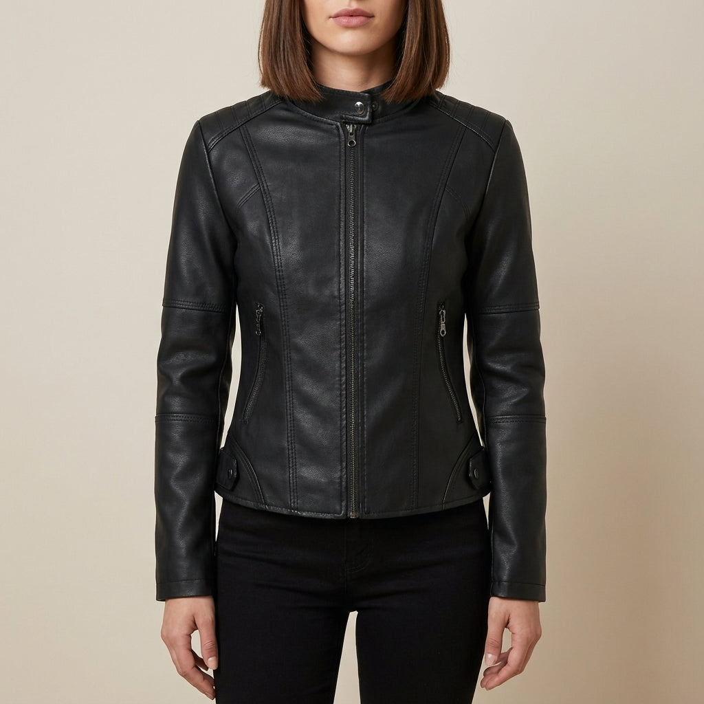 Kurtka damska z kołnierzem Mao czarna | Codzienne użytkowanie