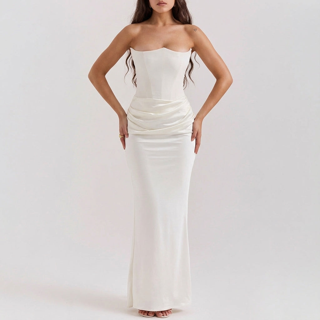 Sukienka damska maxi bez ramiączek | Styl wieczorowy