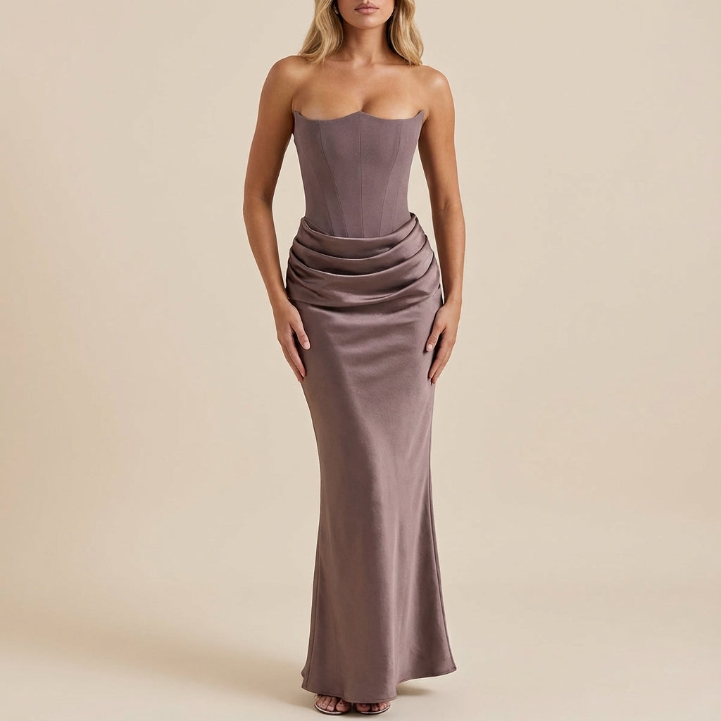 Sukienka damska maxi bez ramiączek | Styl wieczorowy