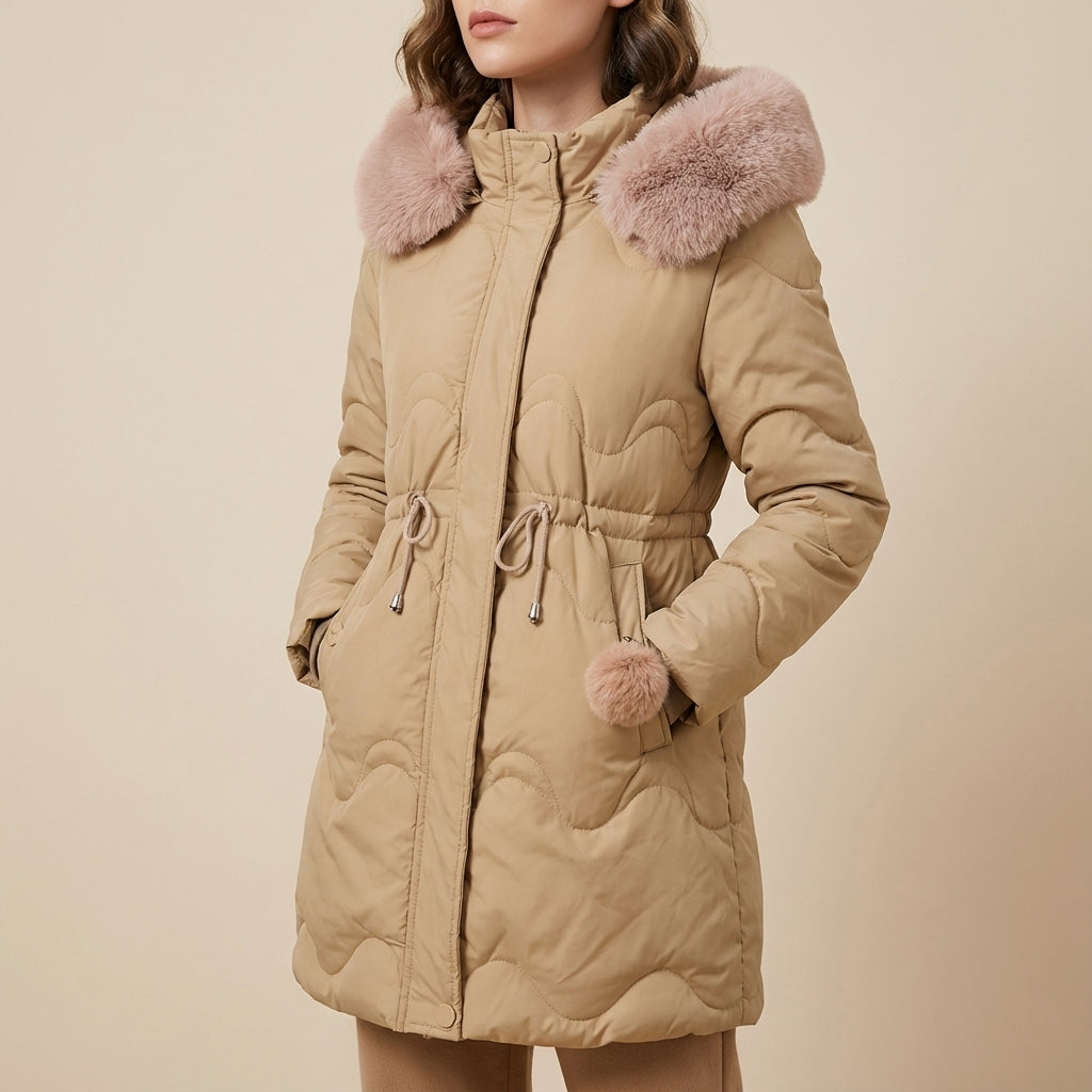 Kurtka zimowa damska parka z kapturem i regulacją | Styl miejski