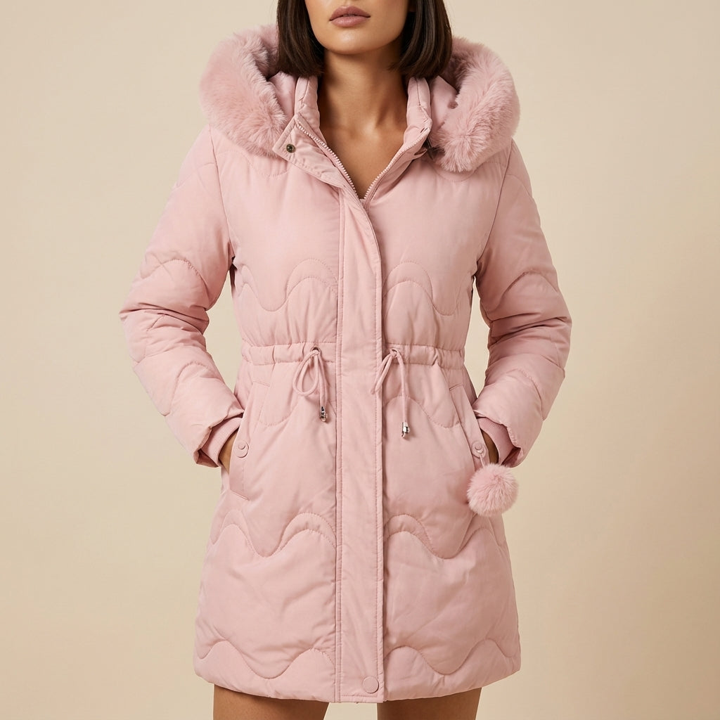 Kurtka zimowa damska parka z kapturem i regulacją | Styl miejski