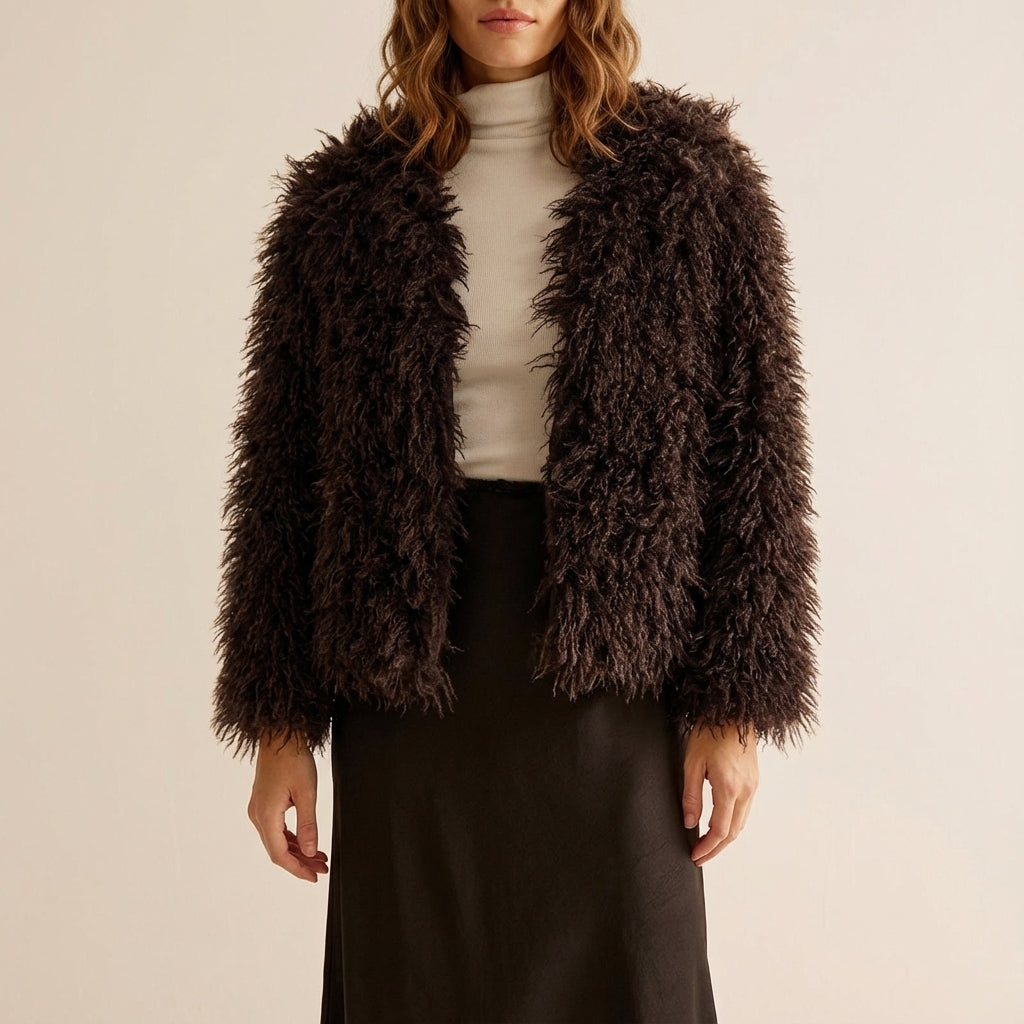 Kurtka Damska ze Sztucznego Futra Krótka | Codzienne Użytkowanie