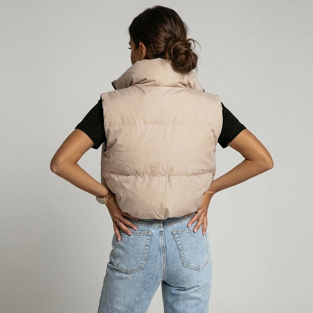 Kamizelka Damska Krótka Dwustronna | Styl Codzienny