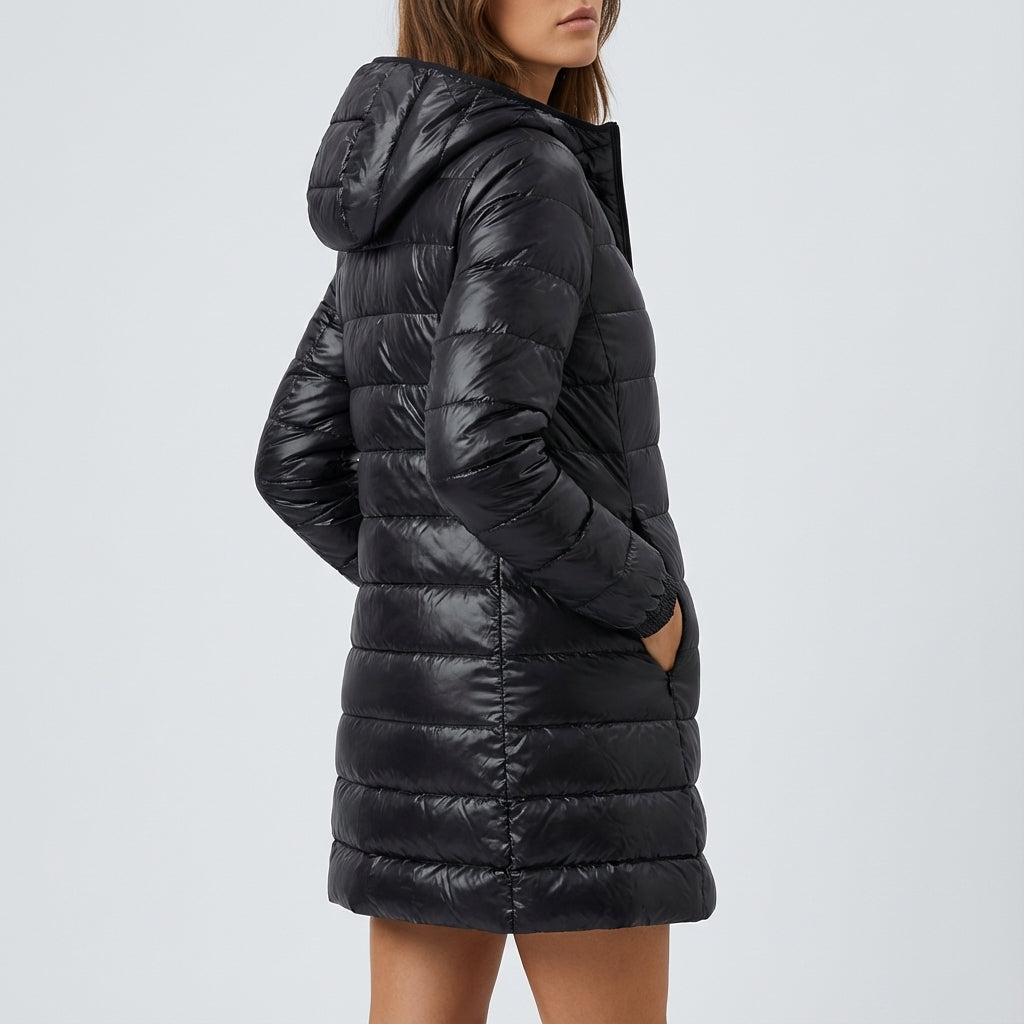 Kurtka Zimowa Damska Długi Krój z Kapturem | Na Mroźne Dni