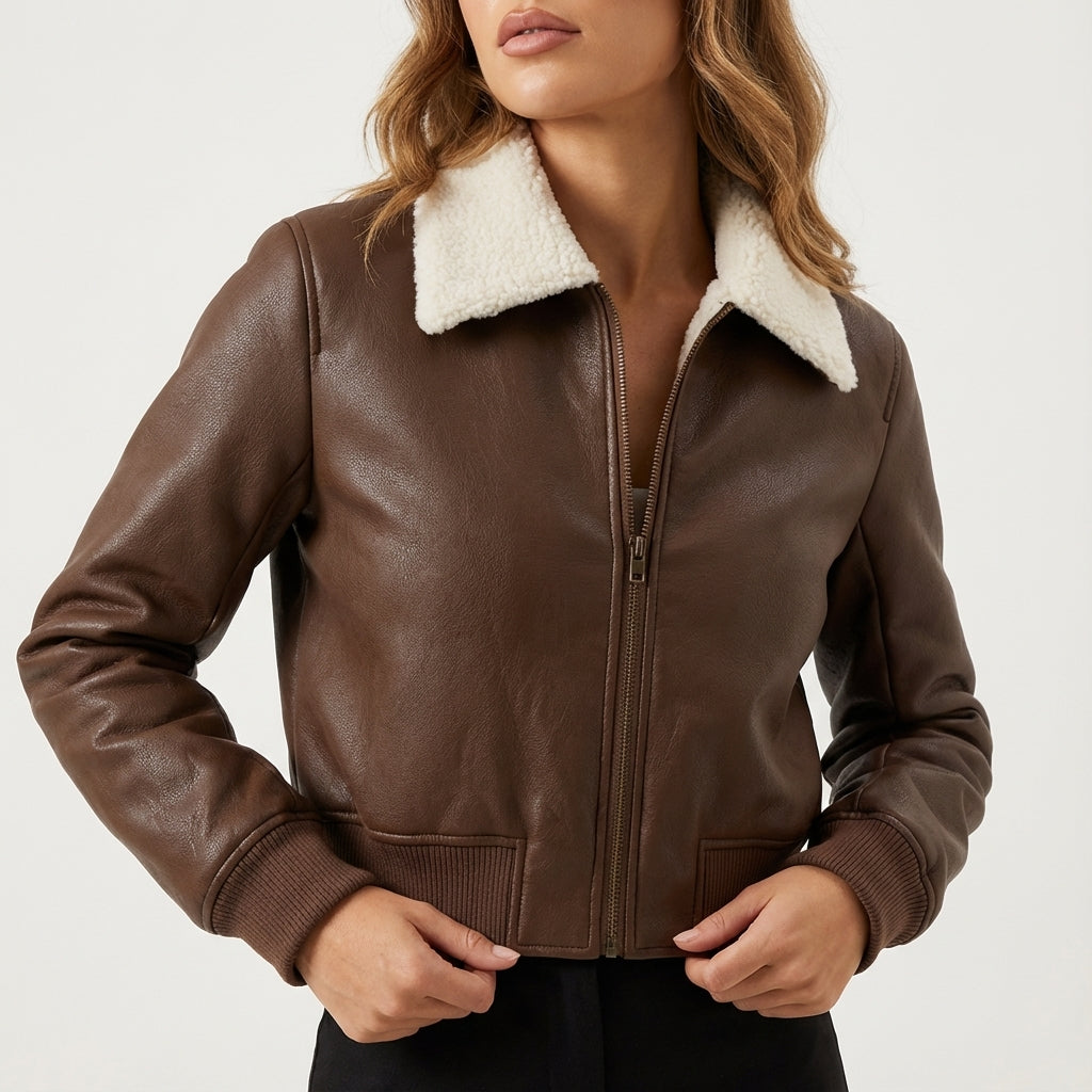 Kurtka Damska Biker z Gładką Powierzchnią | Styl Miejski