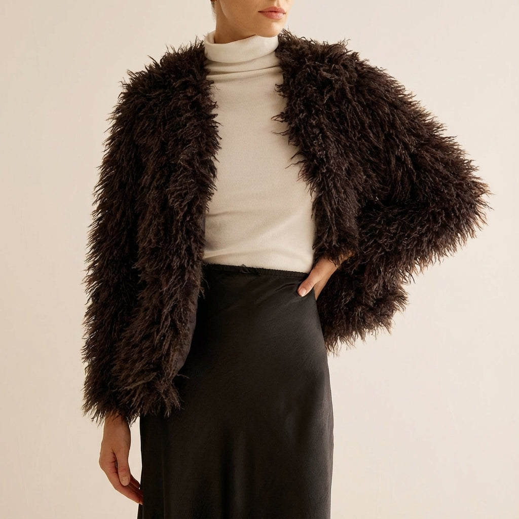 Kurtka Damska ze Sztucznego Futra Krótka | Codzienne Użytkowanie