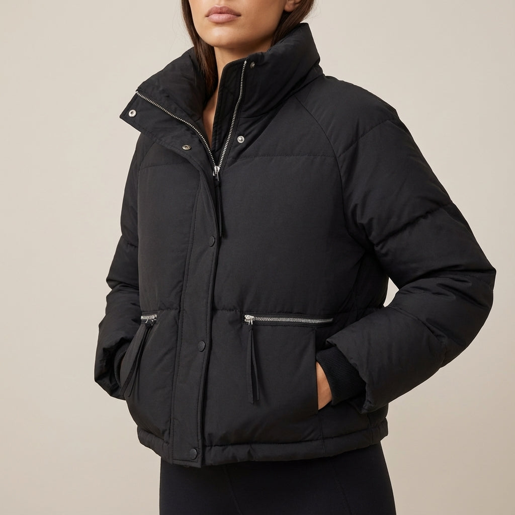 Kurtka Damska Krótka z Gładką Powierzchnią | Styl Miejski