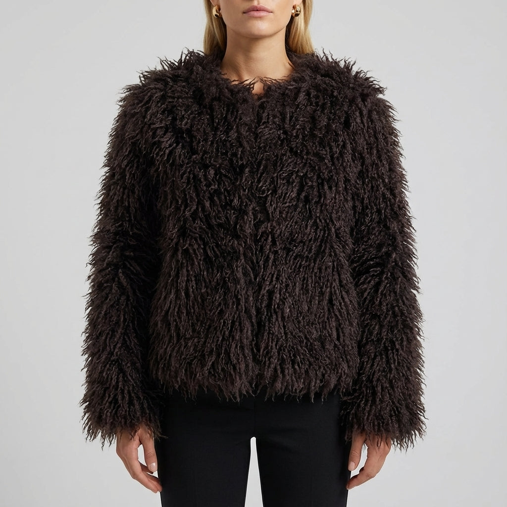 Kurtka Damska ze Sztucznego Futra Krótka | Codzienne Użytkowanie