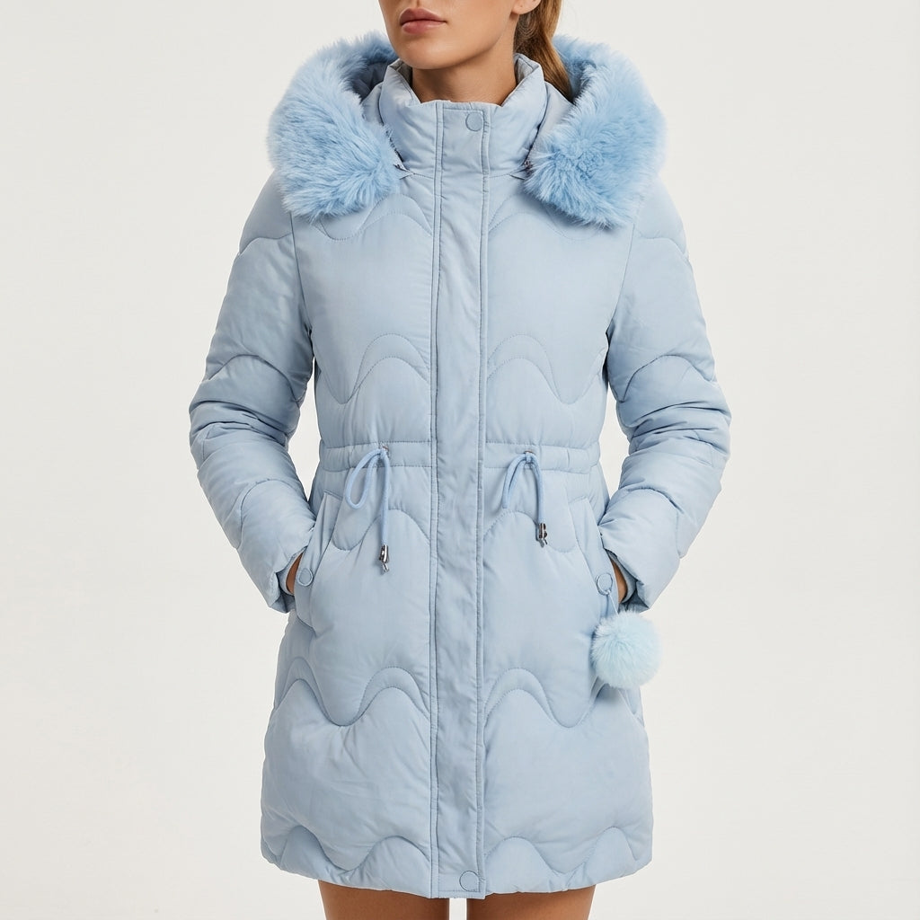 Kurtka zimowa damska parka z kapturem i regulacją | Styl miejski