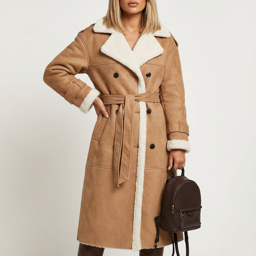 Płaszcz Zimowy Damski Klasyczny z Kołnierzem | Na Co Dzień