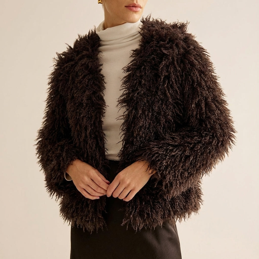 Kurtka Damska ze Sztucznego Futra Krótka | Codzienne Użytkowanie