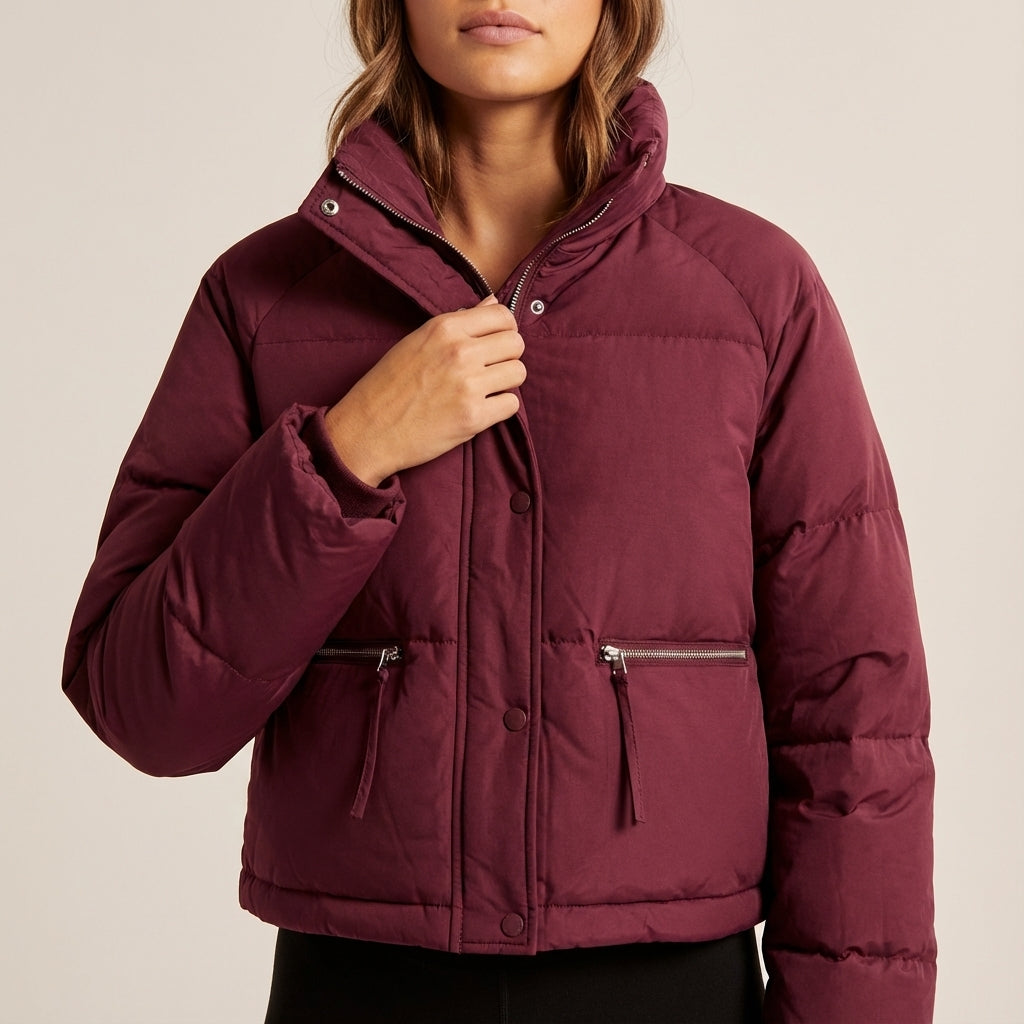 Kurtka Damska Krótka z Gładką Powierzchnią | Styl Miejski