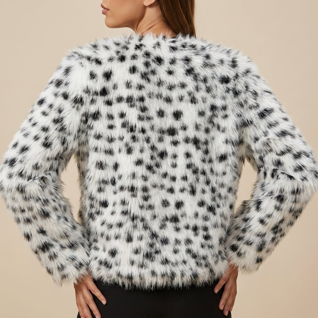 Kurtka Damska ze Sztucznego Futra w Cętki | Codzienne Użytkowanie