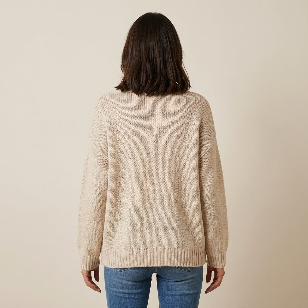 Kardigan Damski Wiązany z Przodu o Gładkim Wzorze | Jesień Zima