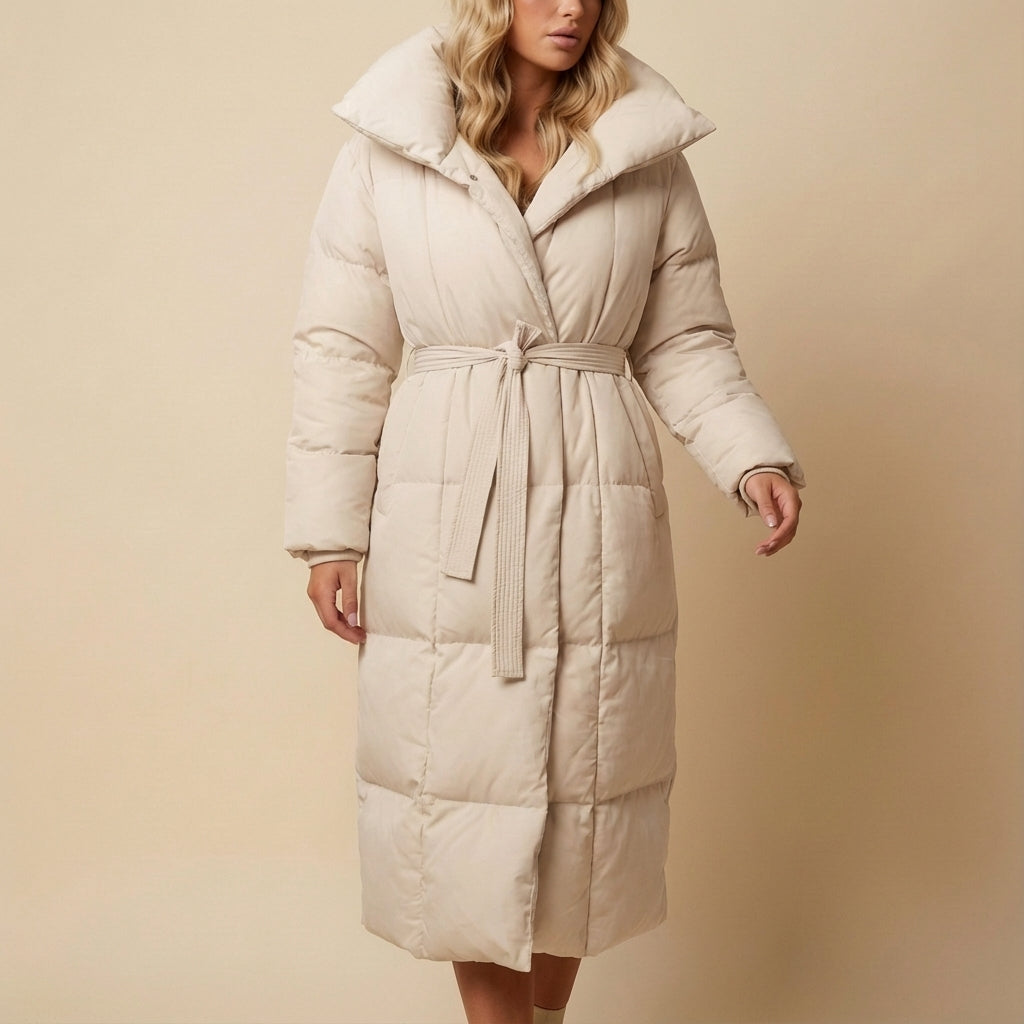 Kurtka damska długa z paskiem w talii | Styl miejski