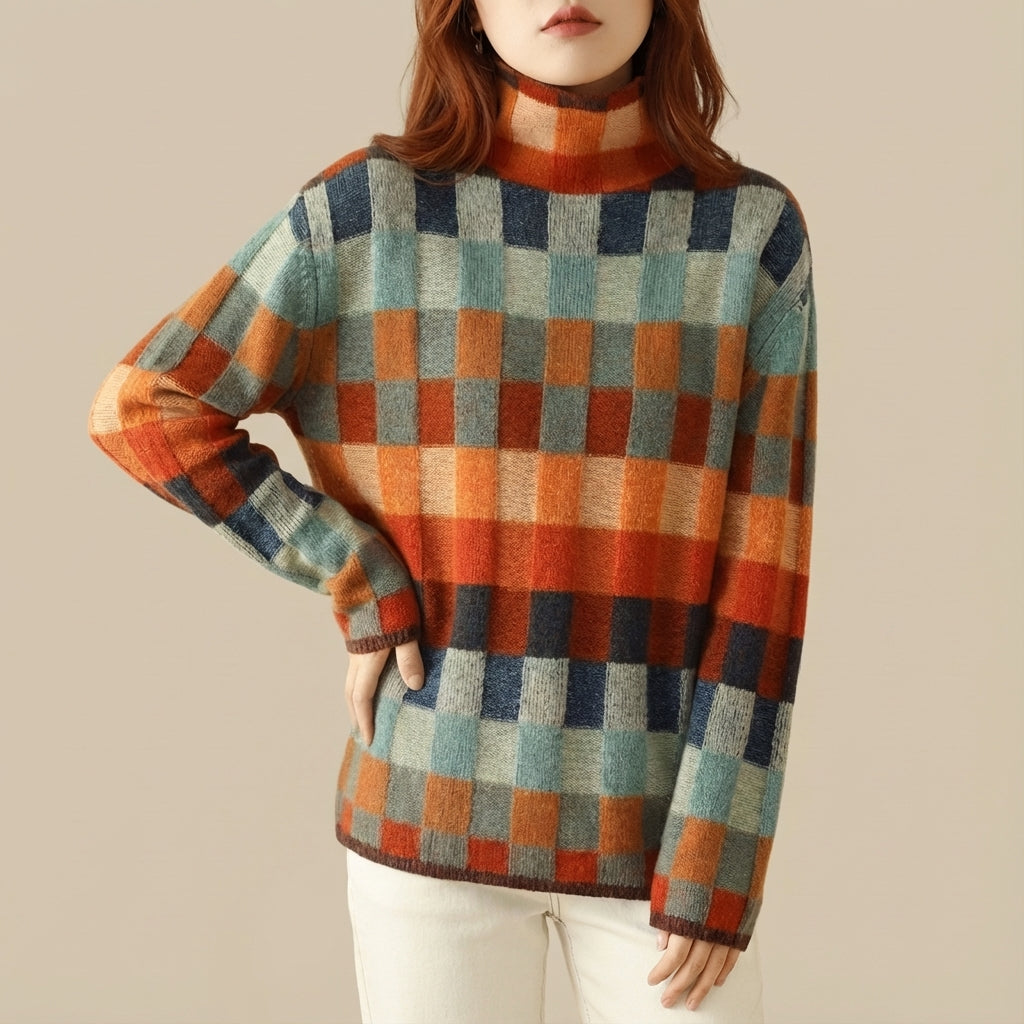 Sweter damski z golfem o prostym kroju | Styl codzienny