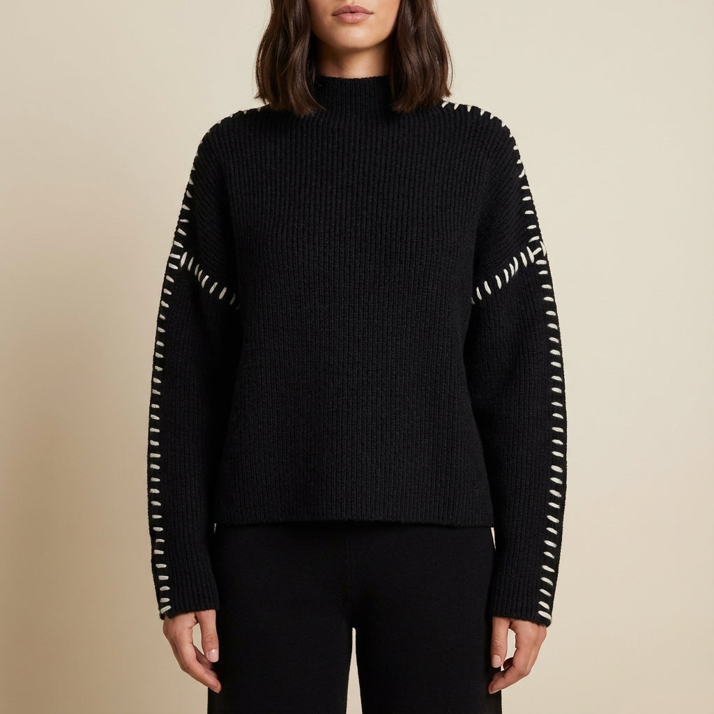 Sweter damski dzianinowy z golfem | Styl codzienny