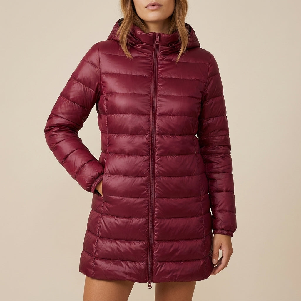 Kurtka Zimowa Damska Długi Krój z Kapturem | Na Mroźne Dni