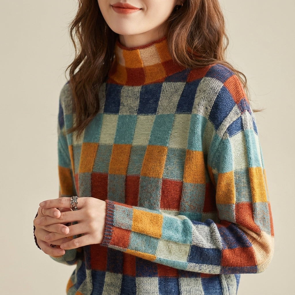 Sweter damski z golfem o prostym kroju | Styl codzienny