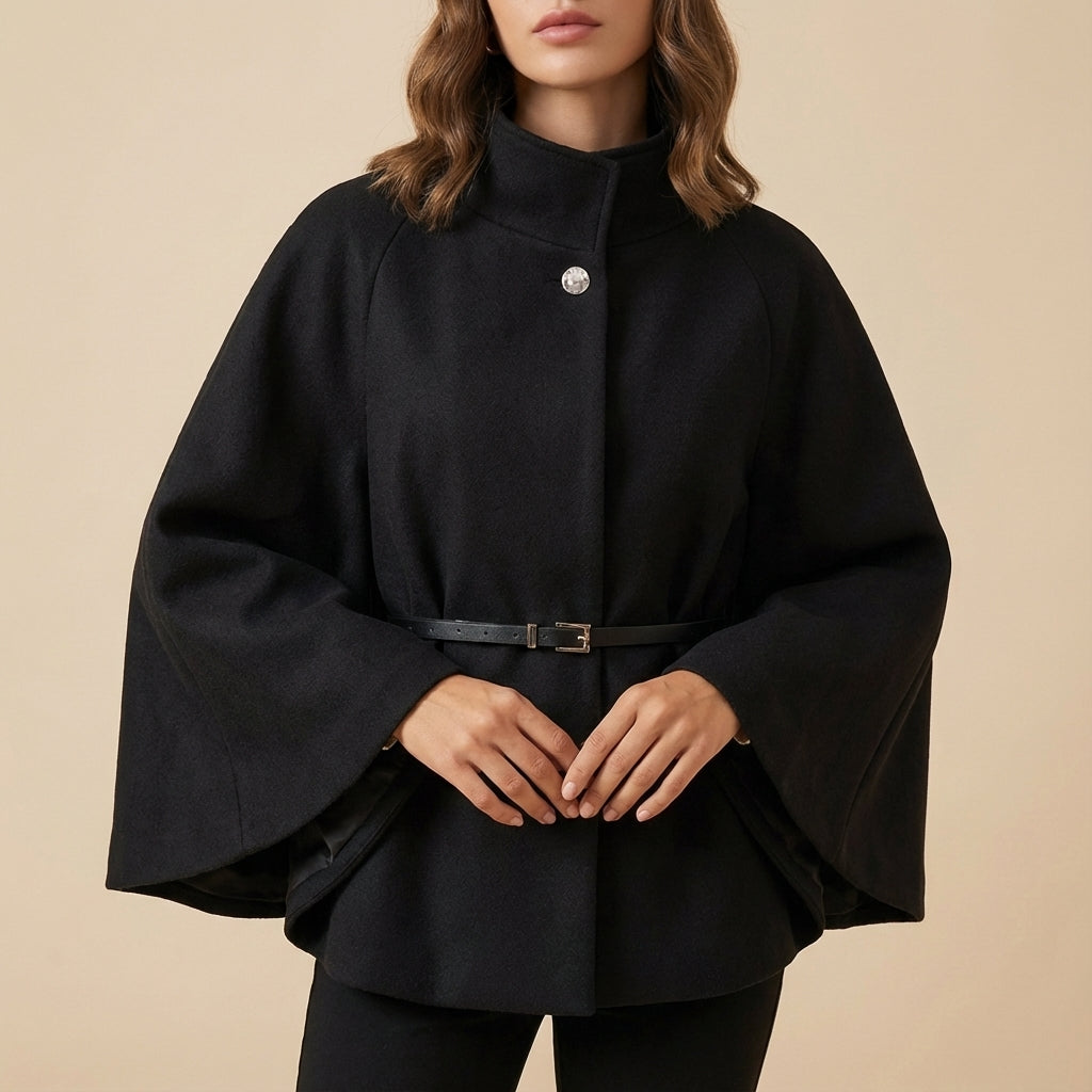 Płaszcz damski typu peleryna o luźnym kroju | Styl miejski