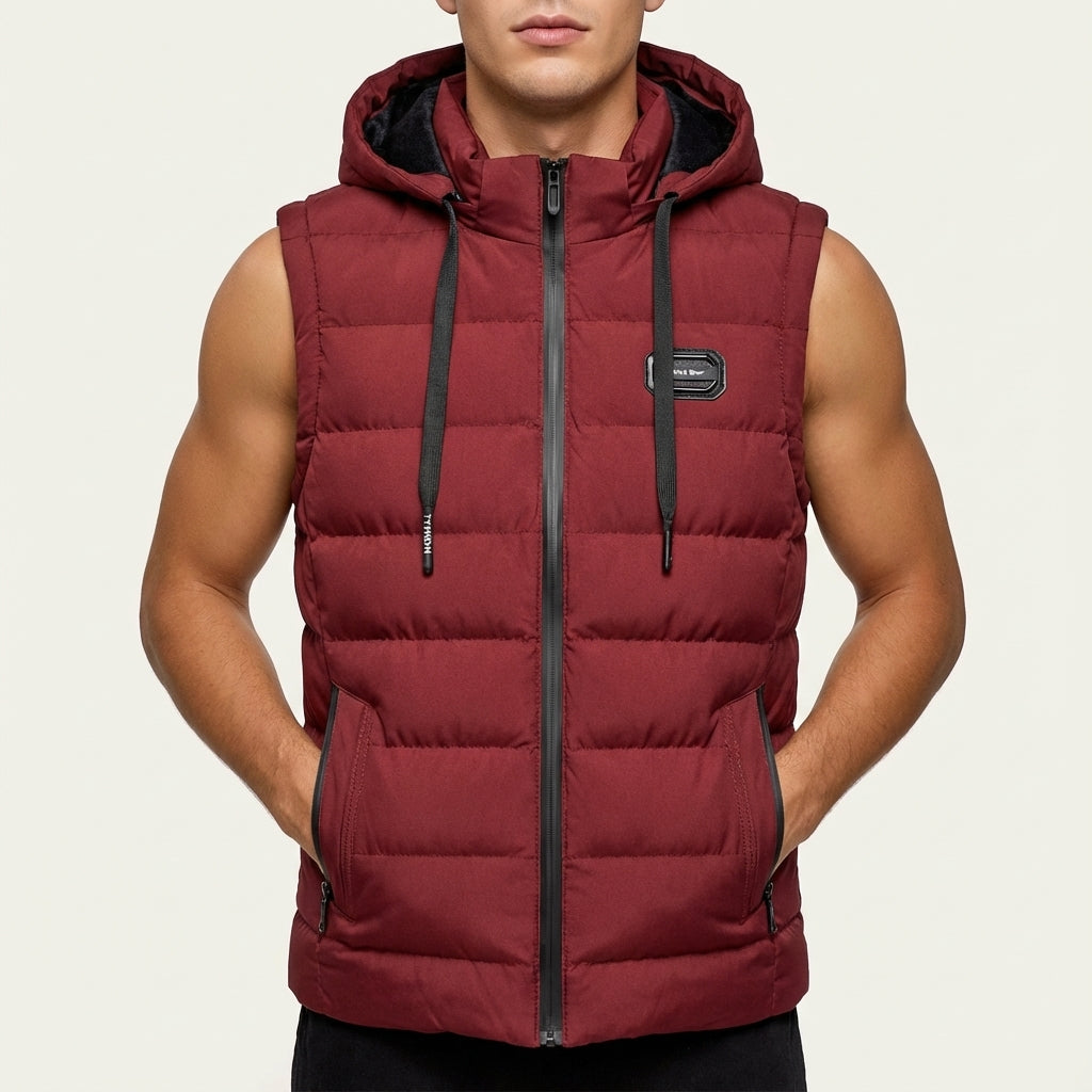 Bezrękawnik męski pikowany z kapturem | Na co dzień