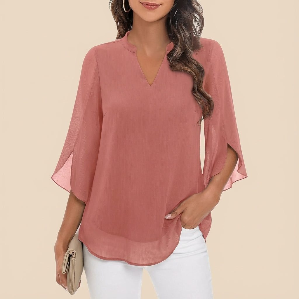 Bluzka damska dekolt V luźny krój | Codzienne noszenie
